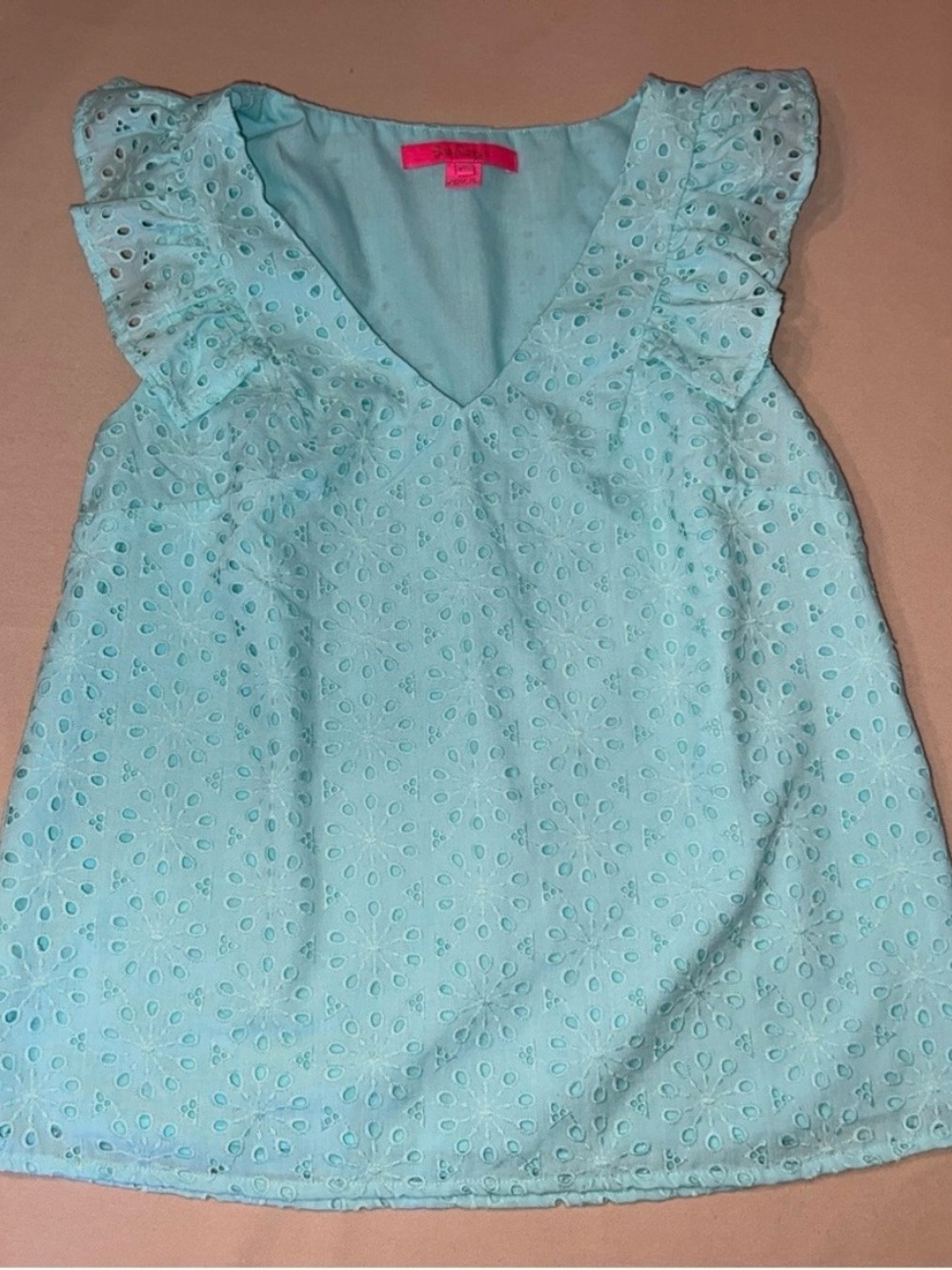 Lilly Pulitzer Sky Blue Eyelet Ruffle V-Neck Camisole